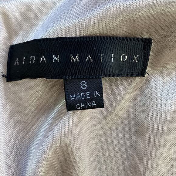 AIDAN MATTOX Dress Women's Size 8 Cream Sheer Sequin Chevron Wedding Cocktail - Picture 14 of 16